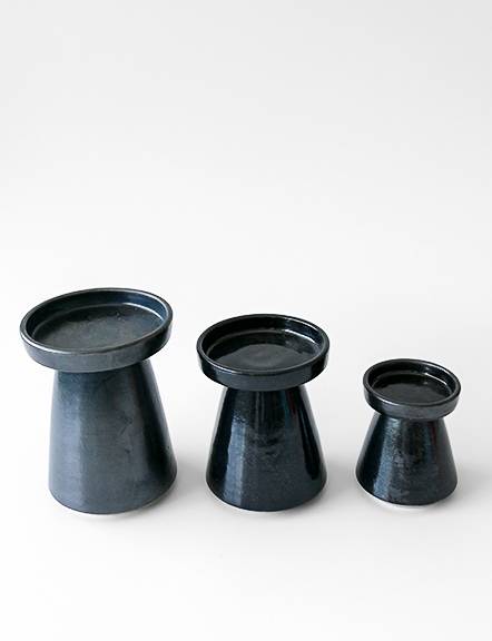 Ceramic Black Pillar Candle Holder - Image 2