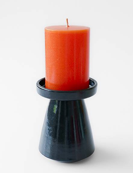 Ceramic Black Pillar Candle Holder