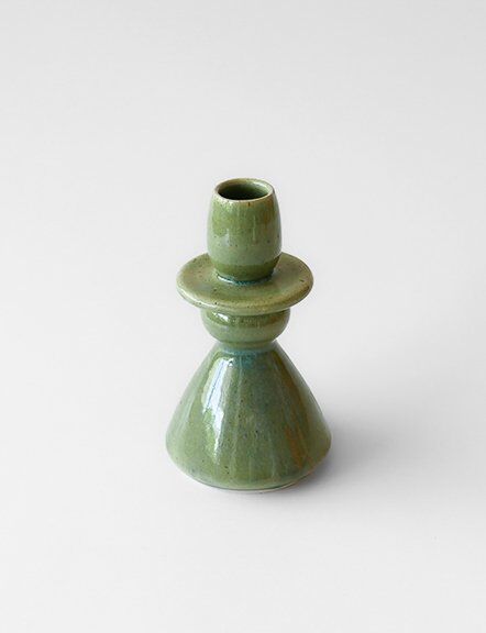 Ceramic Green Taper Candle Holder - Small